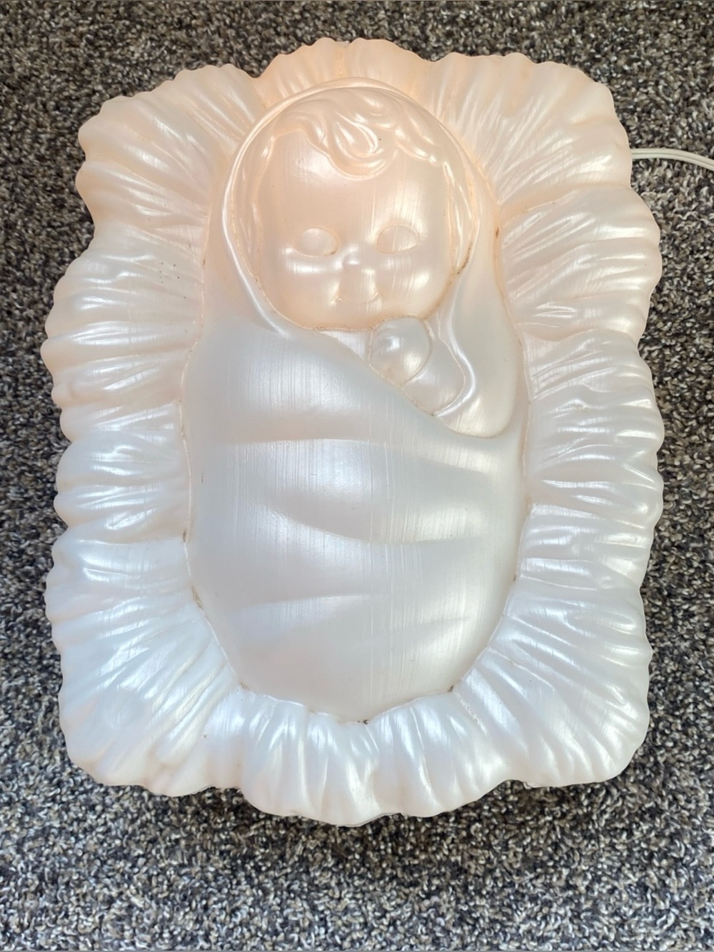 Vintage General Foam Plastics Baby Jesus Light Up Blow Mold Christmas Nativity